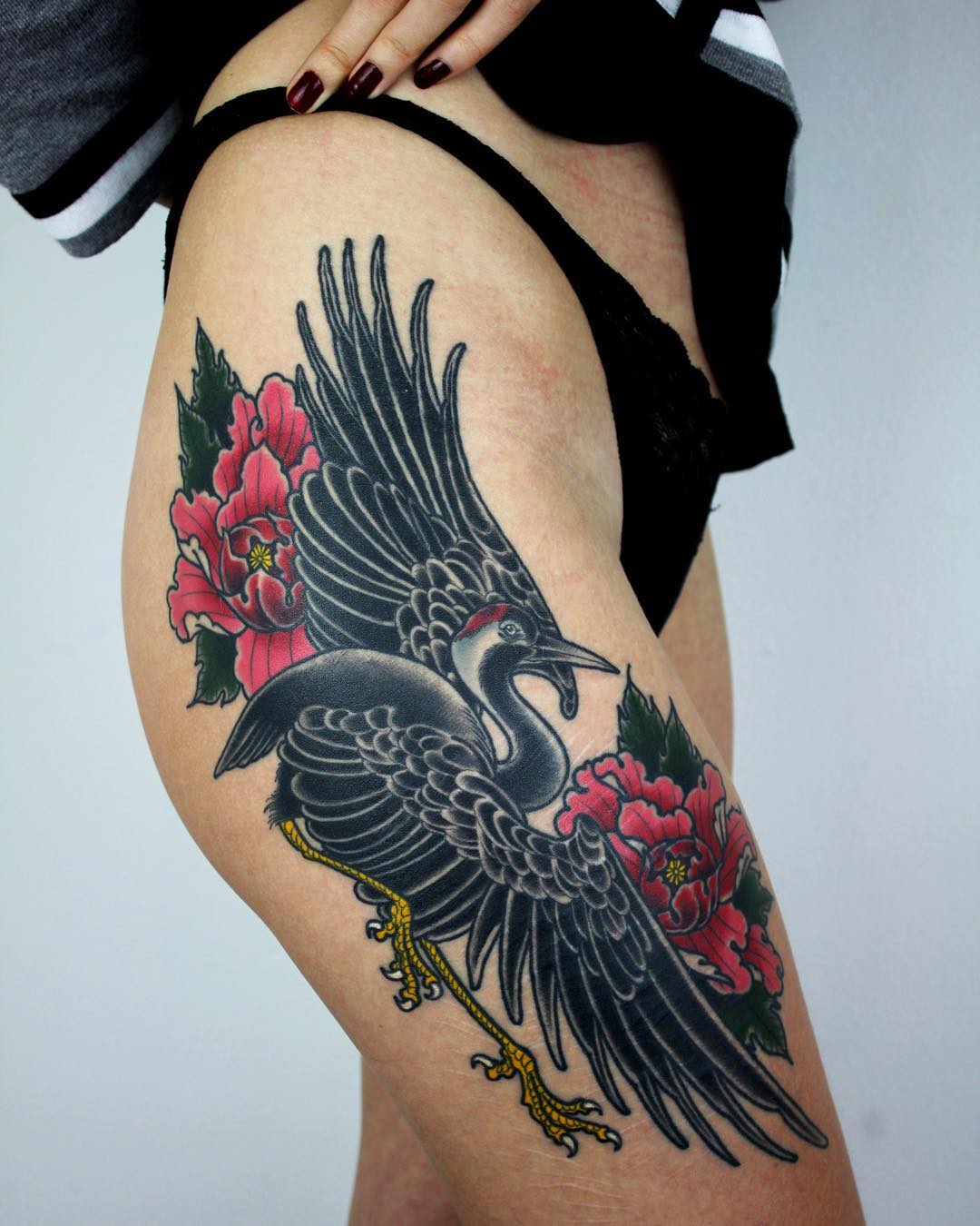 Crane Backpiece In Progress  Remington Tattoo Parlor